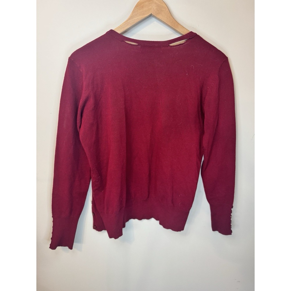Active USA Classic Women's Sweater Red With Buttons & Sleeve Buttons Size Small - Picture 7 of 9